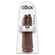 King Cock Pene Doble "Two Cocks One Hole" 11" - Color Marrón