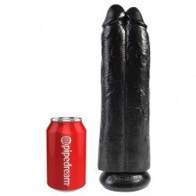 King Cock Pene Doble "Two Cocks One Hole" Color Negro 11"