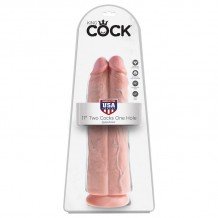 King Cock Pene Doble "Two Cocks One Hole" Color Natural 11"